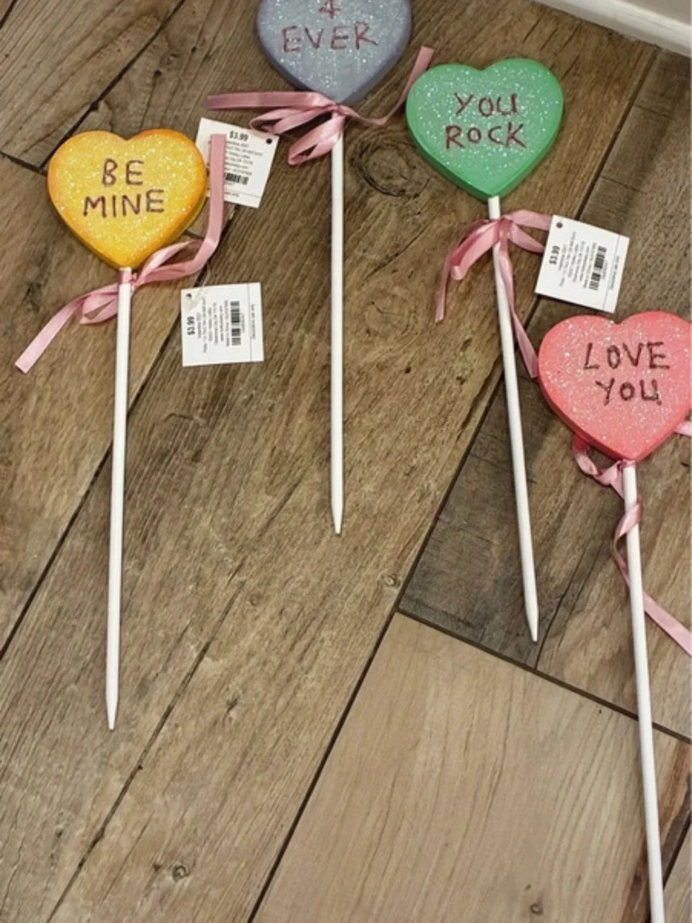 Sparkling Conversation Heart floral arrangement, wreath Stakes - Assorted Colors